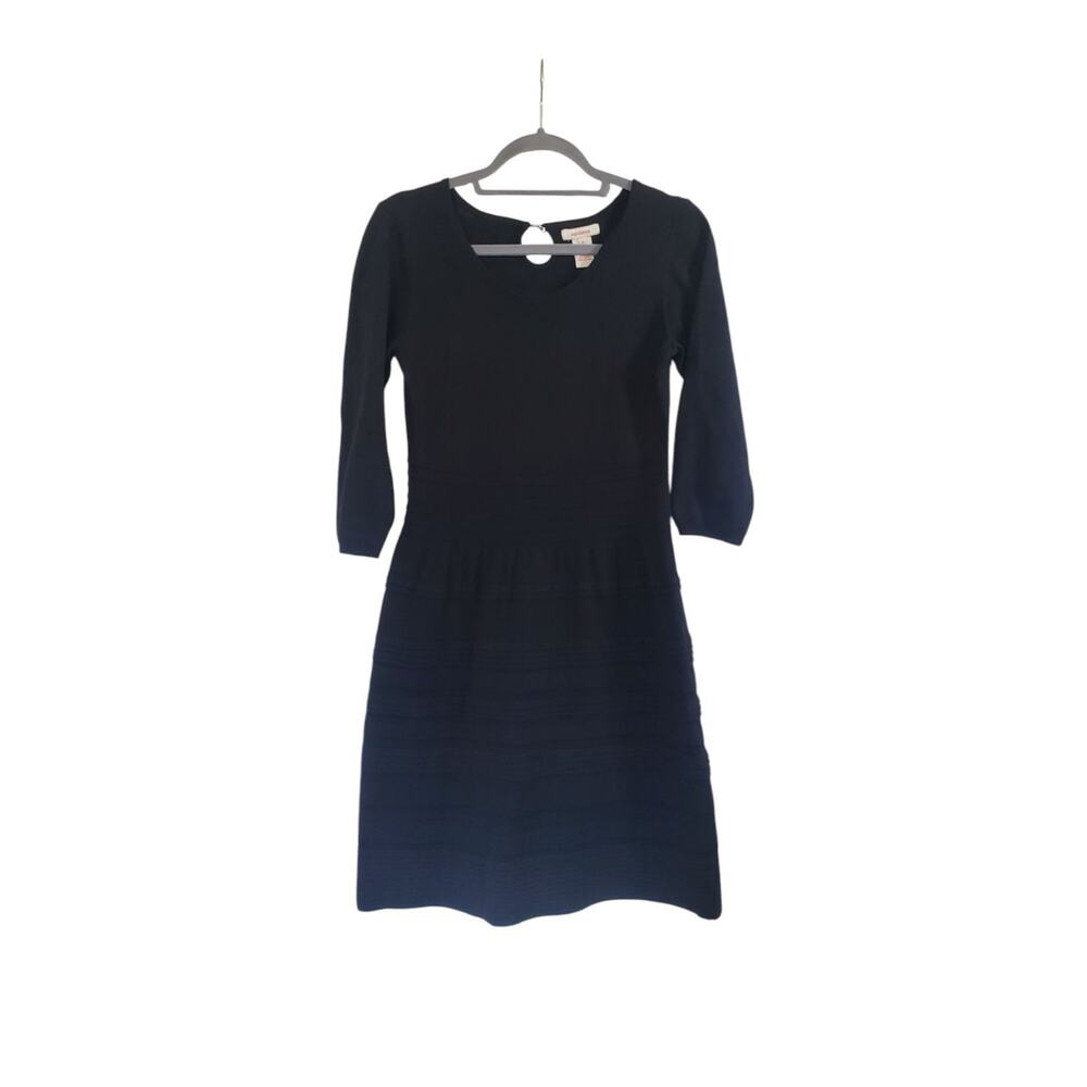 Sundance Knit Tiered Cozy Silk Blend Black Retro Classic Mini Dress, Size Small